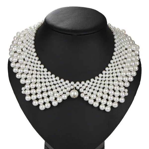 Pearl Collar Necklace w/ Center Bead